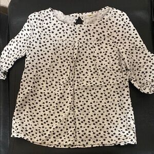 Crazy 8 Black and White Blouse with Polka Dots and Three-Quarter Sleeves